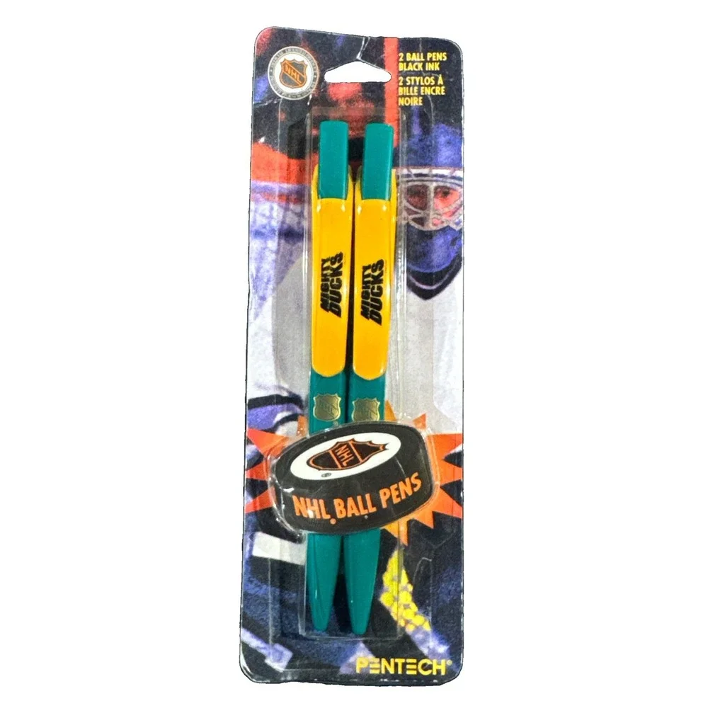 Vintage New In Package 1990's NHL Anaheim Mighty Ducks Retro Pens Pentech Set